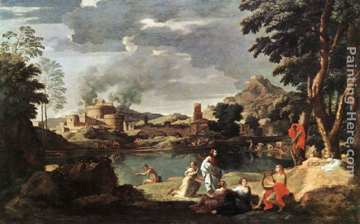 Landscape with Orpheus and Euridice painting - Nicolas Poussin Landscape with Orpheus and Euridice art painting